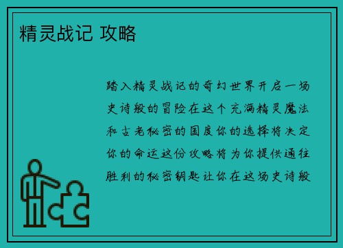 精灵战记 攻略